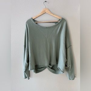 #3 Aerie Sage Green Oversized Open Back Twist Sweater Size M